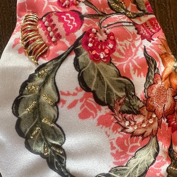 Luxury Lace-Up One-Piece Swimsuit in White and Coral - Picture 3 of 7